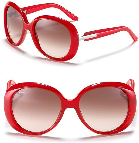 Gucci Red Rounded Oversized Sunglasses in Red - Lyst