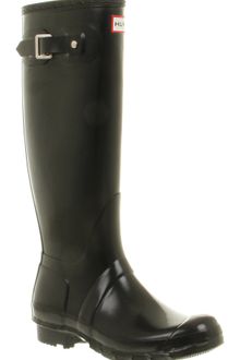 Hunter Original Welly Womens Black Gloss - Lyst