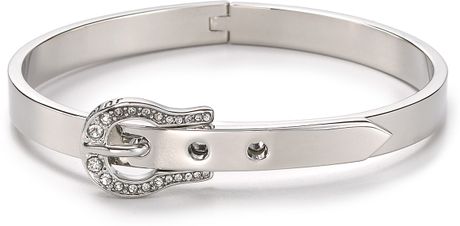 Juicy Couture Luxe Buckle Skinny Bangle in Silver - Lyst