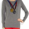 Markus Lupfer Medal Sequined Merino Wool Sweater in Gray - Lyst