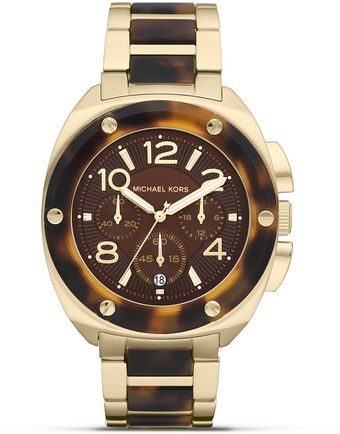  Michael Ladies Gold and Tortoise Sport Watch 43mm 