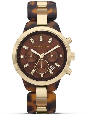  Michael Ladies Round Tortoise Sport Watch with Glitz Markers 