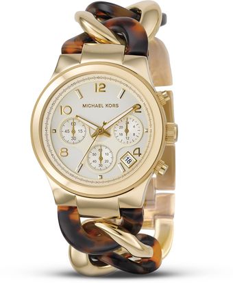  Michael Stainless Steel and Tortoise Link Bracelet Watch 38 Mm 