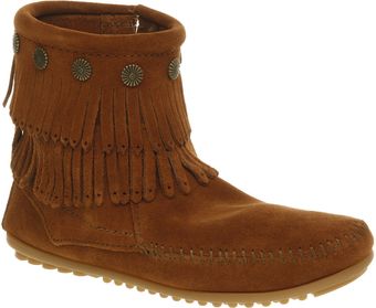  Double Fringe Side Zip Bt Brown Suede 