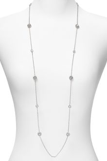 Nadri Pave Rhodium Plated Framed Station Necklace - Lyst