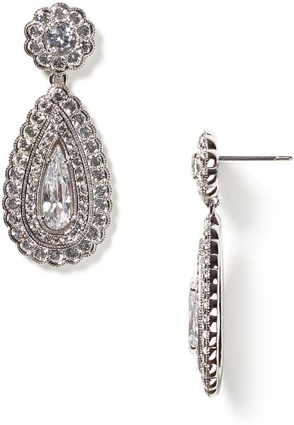 Nadri Scallop Tear Drop Earrings in Silver - Lyst