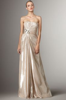 Pamella Roland Applique Lame Gown - Lyst