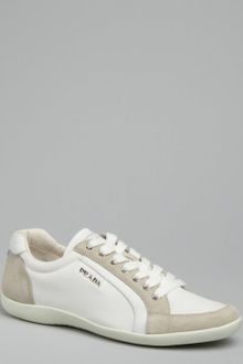 Prada Prada Sport White Nylon Suede Trimmed Sneakers - Lyst