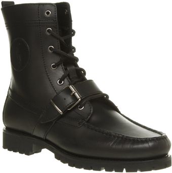  Ranger Lace Strap Boot Black Leather 