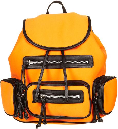 Topshop Neoprene Backpack in Orange - Lyst