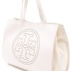 Tory Burch Perf Logo Small Tote in White (ivory) - Lyst