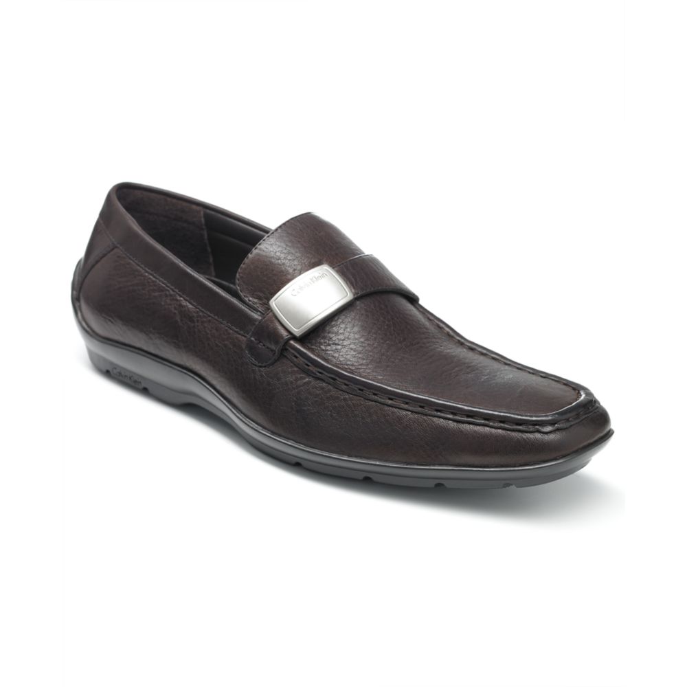 Calvin Klein Heron Strap Slip On Loafers in Black for Men (brown) Lyst