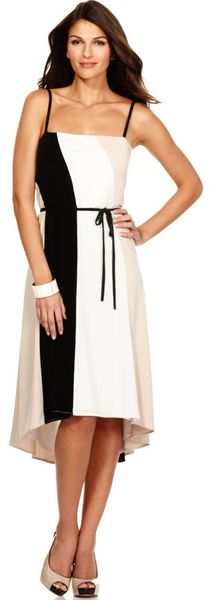  Spaghetti Strap Colorblocked High Low Hem 