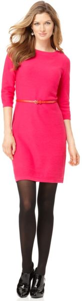 Calvin Klein 3/4 Sleeve Belted Sweater Dress - Lyst