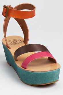Lucky Brand Sandals Garnet Color Block Flatform - Lyst