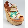 Missoni Wedges Peep Toe Platform in Brown (coral green multi) - Lyst