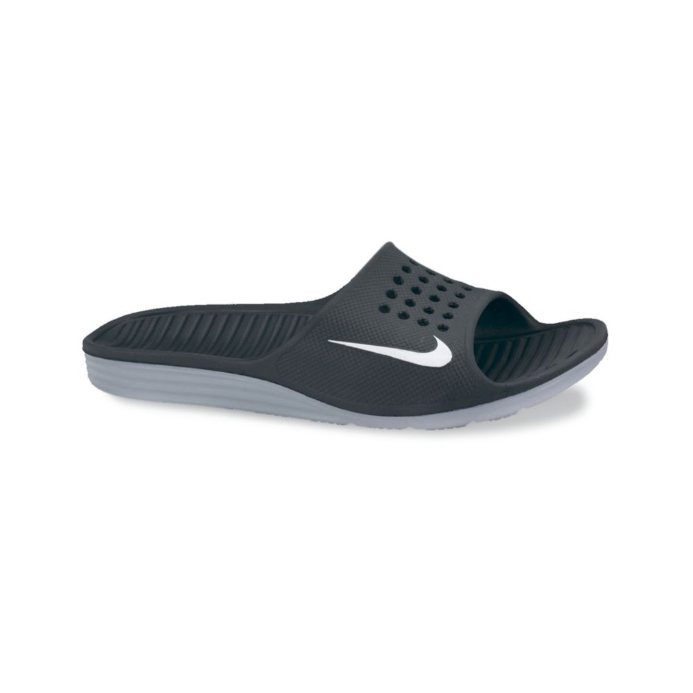 all black nike slides