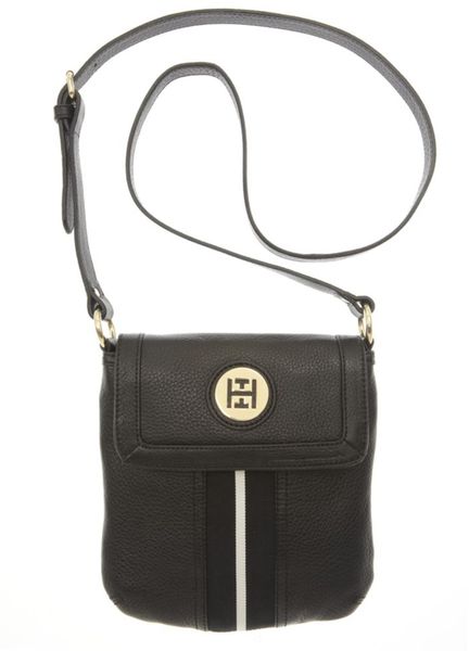 Tommy Hilfiger Pebble Leather Logo Crossbody in Black - Lyst