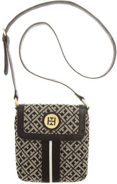 Tommy Hilfiger Signature Jacquard Logo Crossbody in Black (black/cream) - Lyst