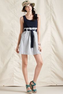 Tommy Hilfiger Lexi Sleeveless Scoopneck Striped Belted Aline - Lyst