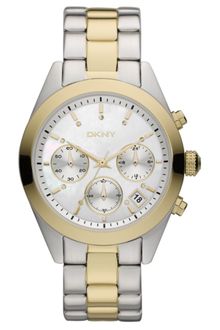 DKNY Womens Chronograph Two Tone Stainless Steel Bracelet 38mm - Lyst