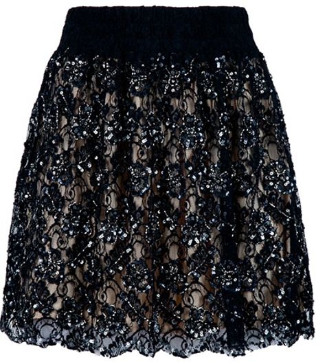 Red Valentino Lace Skirt in Beige (nude) - Lyst