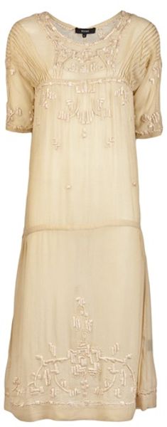 Suno Embroidery Dress in Beige (wheat) - Lyst