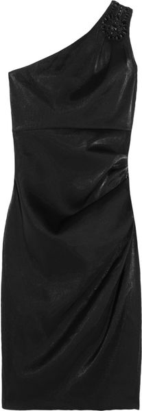 Badgley Mischka Embellished Satin Dress - Lyst