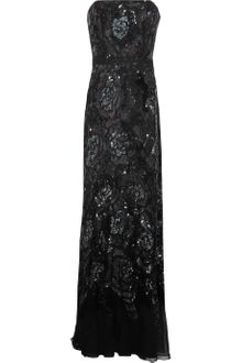 Badgley Mischka Sequined Silk Chiffon Gown - Lyst