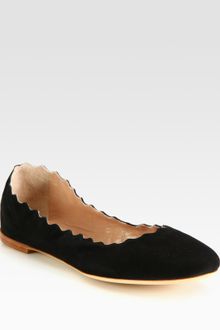 Chloé Scalloped Suede Ballet Flats - Lyst
