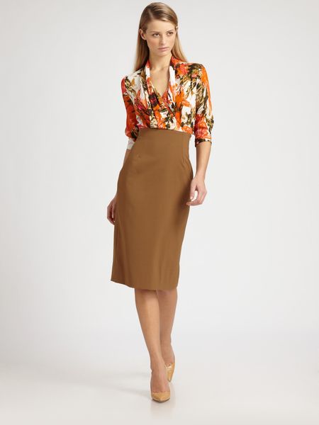 Erdem Kiera Drape Front Dress in Orange - Lyst