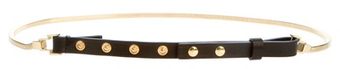  Goldtone Metal and Leather Belt 