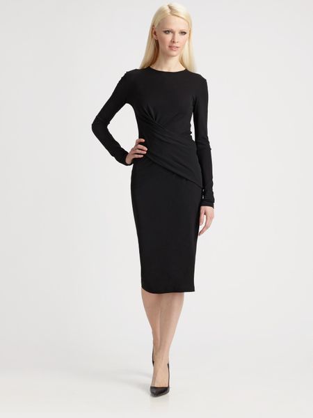 Michael Kors Matte Jersey Wrap Dress in Black - Lyst