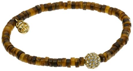 Michael Kors Gold Tone Beaded Stretch Bracelet in Gold - Lyst
