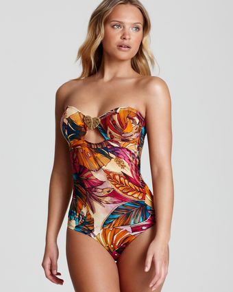 Ondademar Leaf Print Cutout One Piece - Lyst