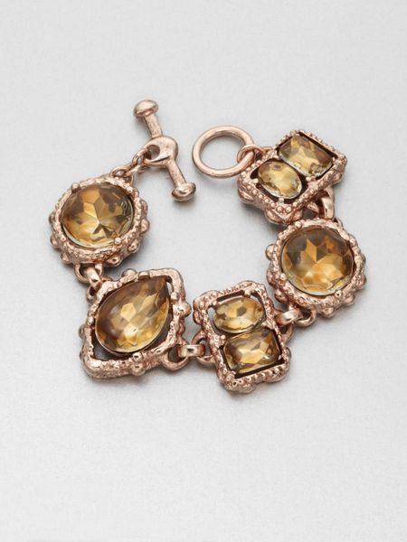 Oscar De La Renta Faceted Stone Link Bracelet in Gold (bronze) - Lyst