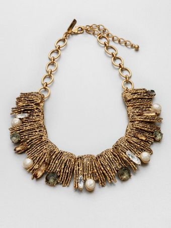 Oscar de la Renta Stone Swarovski Crystal Embellished Collar Necklace - Lyst