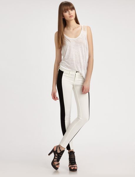 Rag & Bone Twotone Skinny Jeans in Black - Lyst