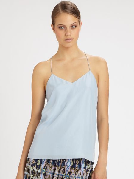 Tibi Essential Racerback Camisole in Blue (powderblue) - Lyst