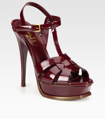 Yves Saint Laurent Ysl Tribute Patent Leather Platform Sandals - Lyst