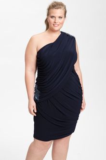 Alex Evenings Beaded One Shoulder Jersey Dress - Lyst