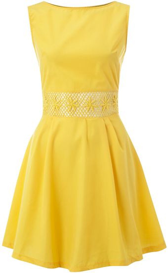 Ax Paris Crochet Detail Skater Dress - Lyst