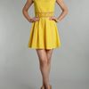 Ax Paris Crochet Detail Skater Dress in Yellow - Lyst