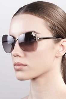 Gucci Butterfly Temple Rimless Sunglasses - Lyst