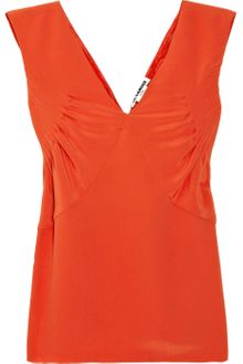 Jil Sander Pleated Silkcrepe Top - Lyst
