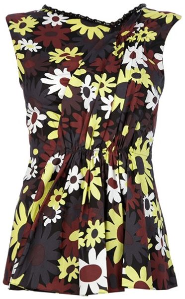 Marni Floral Top in Brown (floral) - Lyst