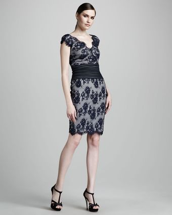 Tadashi Shoji Lace Vneck Dress - Lyst