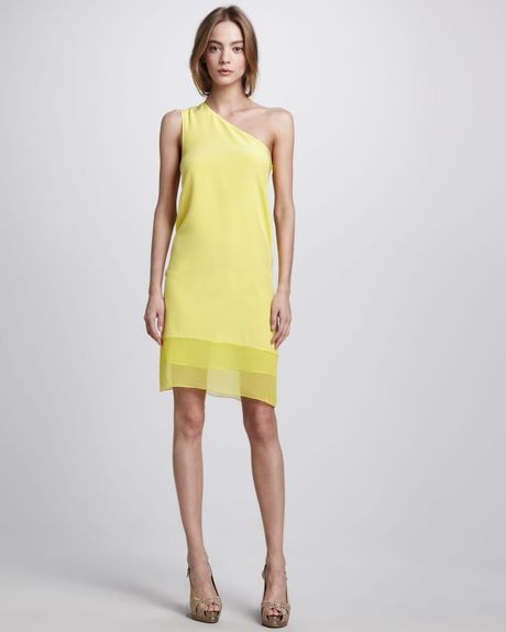Tibi Hannah Silk Oneshoulder Dress in Yellow (lemon) - Lyst