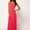 Asos Collection Maxi Dress with Halter Neck in Pink (coral) - Lyst