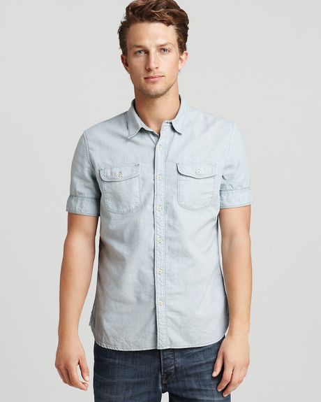 Converse Canvas Double Pocket Short Sleeve Sport Shirt in Blue for Men (aqua blue) - Lyst